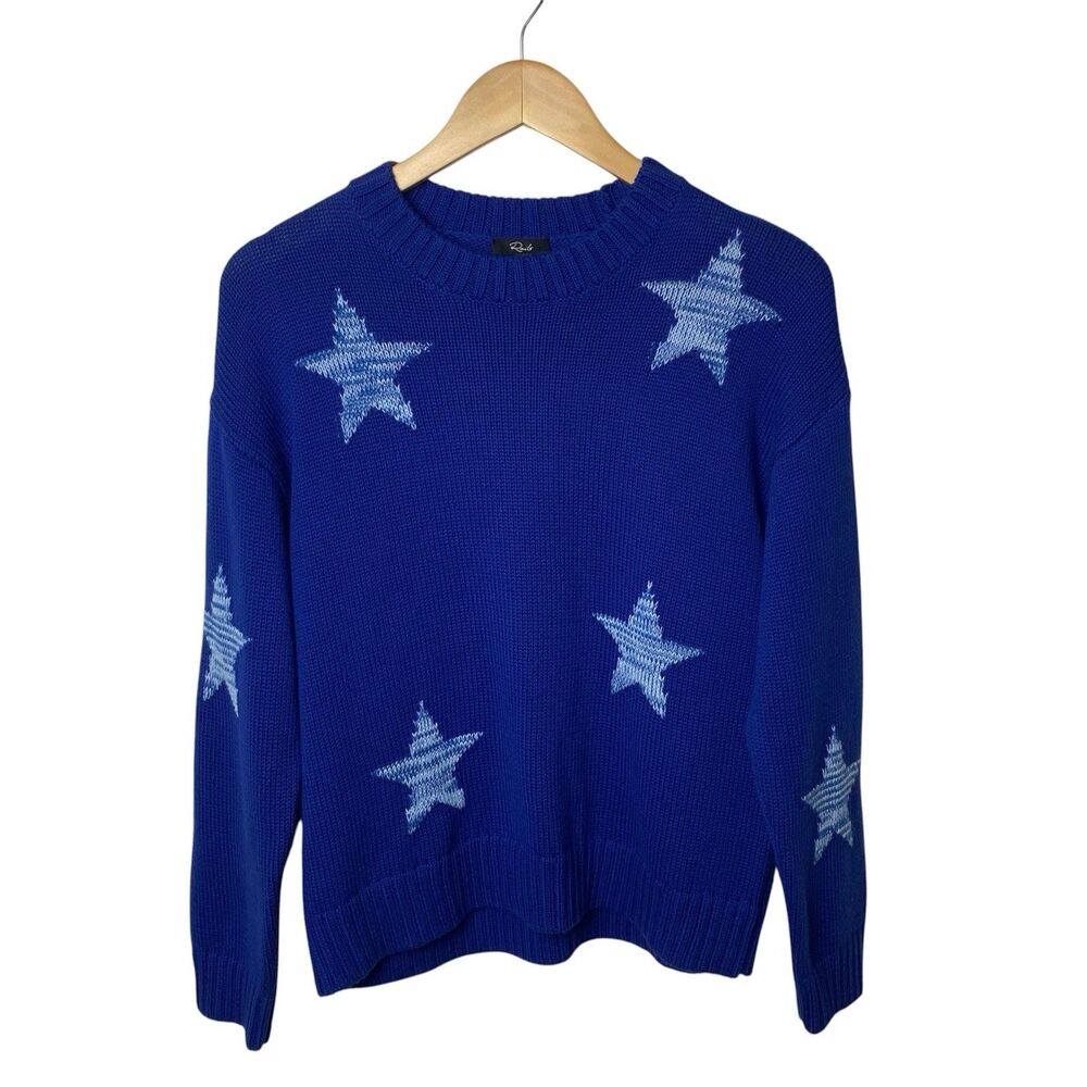 Rails Zoey Star Sweater Cobalt Galaxy Blue Cotton Cashmere Crewneck Womens S